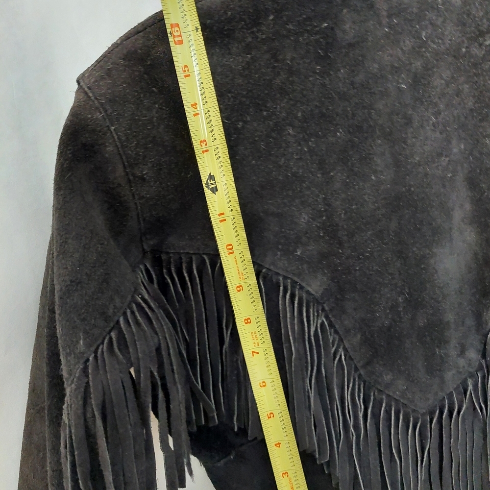 Vintage 80's Wilson's Leather Women's Black Fringe Suede Jacket Size S - Picture 8 of 15